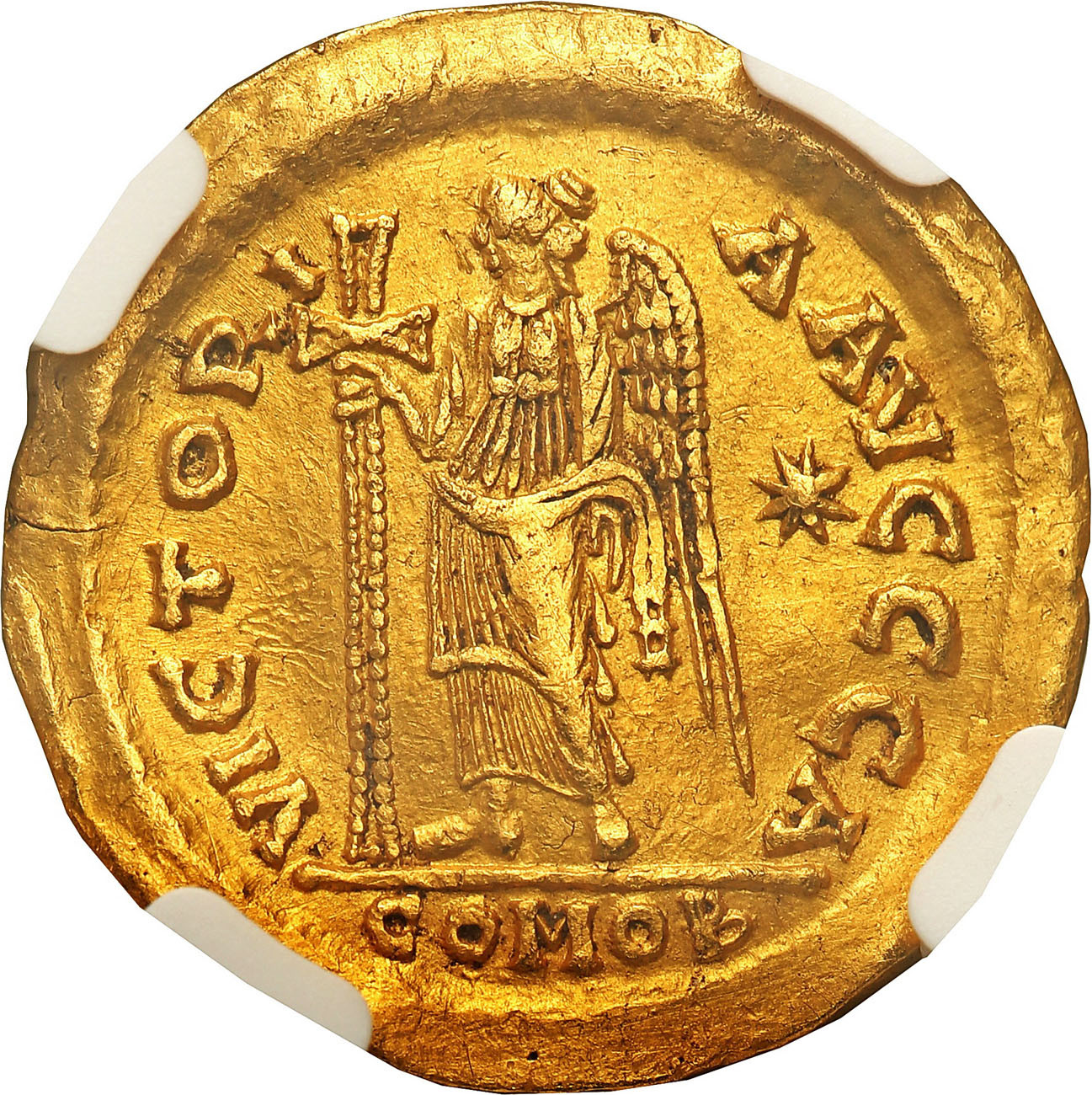 Bizancjum. Anastasius I (491-518). Solidus, Konstantynopol NGC AU 4/5 2/5